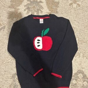 Gymboree Navy Blue Sweater with Red Apple Design